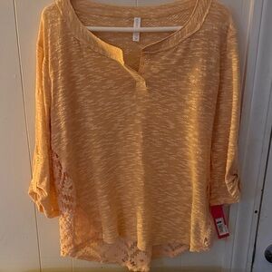 Xhilaration Peach Lace Accent Blouse